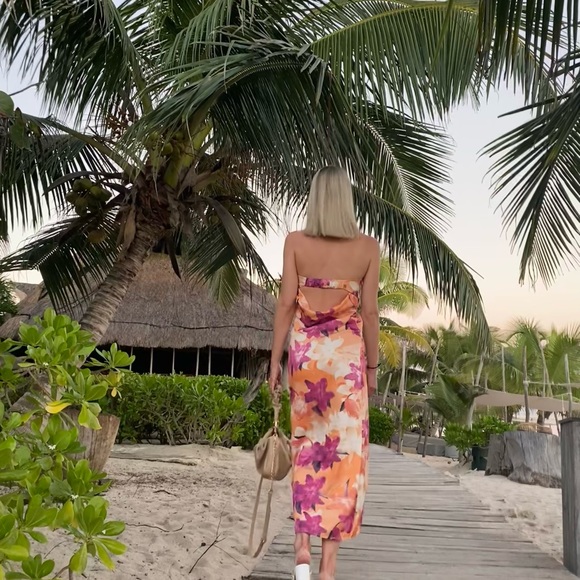 Floral strapless dress in size S - Picture 4 of 5